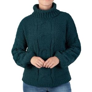 Seven7 Forest Green Chenille Cable Knit Turtleneck Sweater